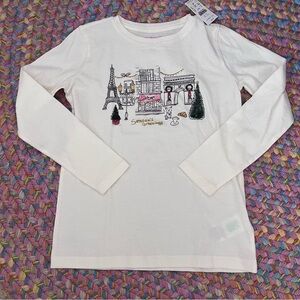 J.Crew Crewcuts Holiday “Season’s Greetings” Paris France T-Shirt Girls 6/7 NWT